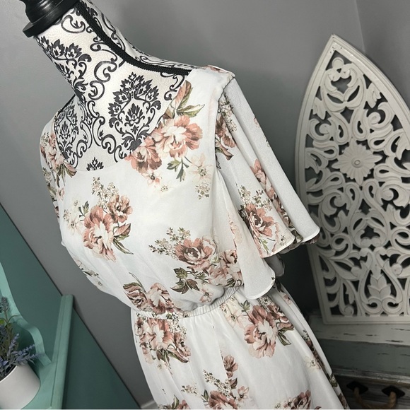 Torrid Boho Floral Chiffon Flutter Sleeve Skater Dress Size 1X Bridal Beach - Picture 8 of 16